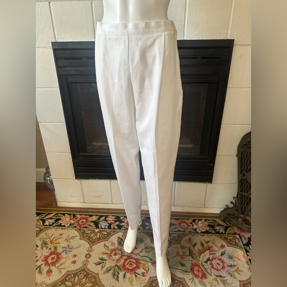 Inclinations Size 10 White Straight Leg Dress Pants Solid Cotton